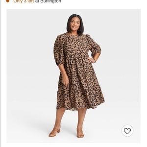 Women’s 3/4 puff sleeve leopard print dress